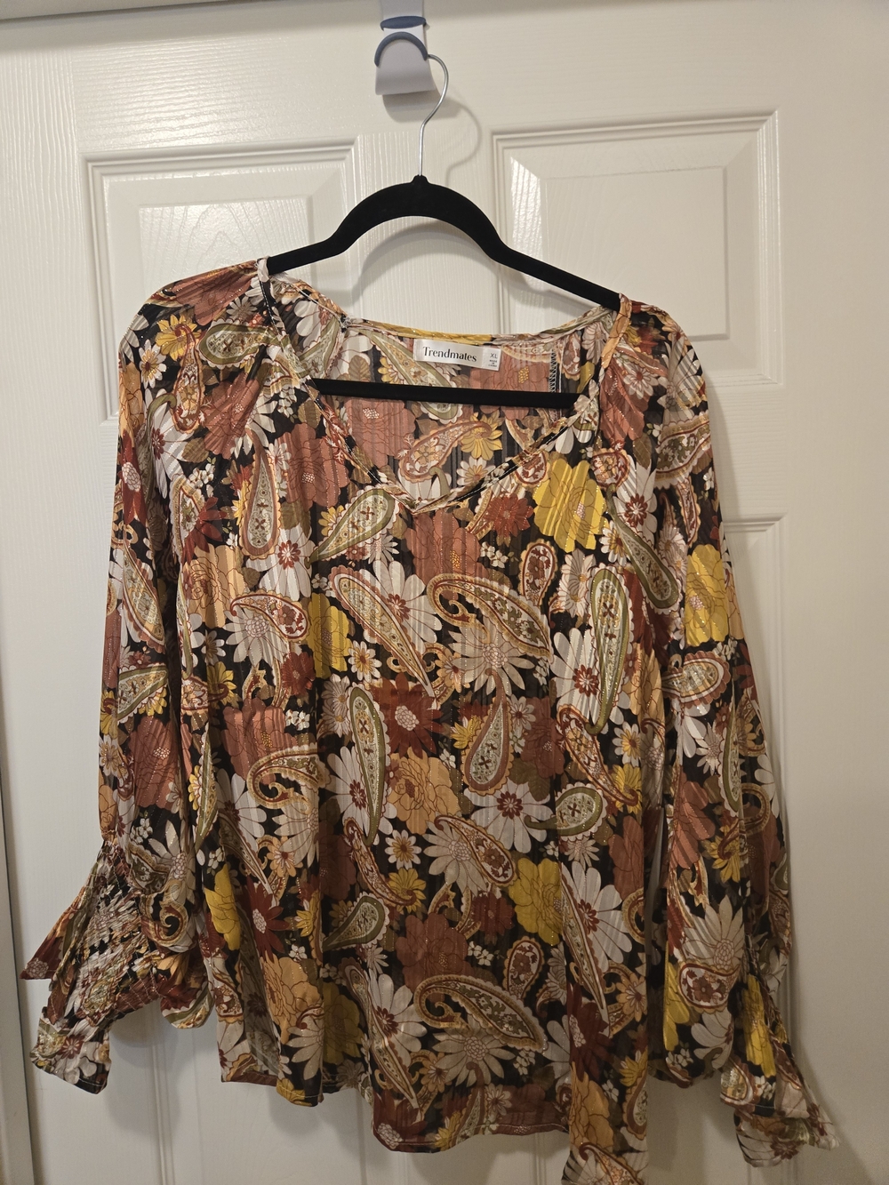 Trendyol Paisley Floral Long-Sleeve Blouse — Autumn Multi